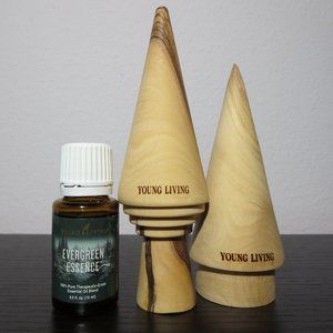 Young Living Giving Collection Olive Wood Trees & 15ml Evergreen Essence